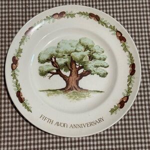 Avon Fifth Anniversary Plate with Tree Design